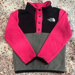 Toddler Girl Hot Pink & Black North Face Fleece Pullover Sweater size 3t